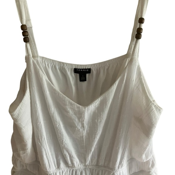 Torrid Midi Gauzy Lined Sun Dress Pockets White Beachy Cottagecore Ruffle 1X - Picture 3 of 12